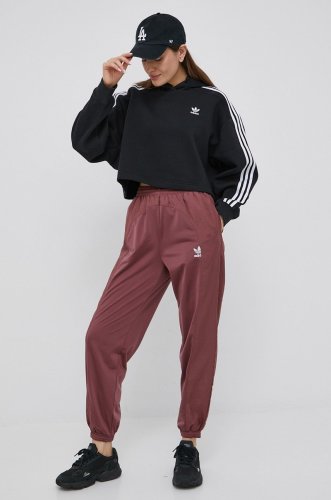 Adidas originals pantaloni femei, culoarea bordo, jogger, high waist