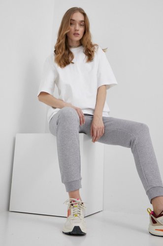 Adidas originals pantaloni femei, culoarea gri, melanj