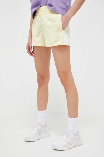 Adidas originals pantaloni scurti femei, culoarea galben, cu imprimeu, high waist