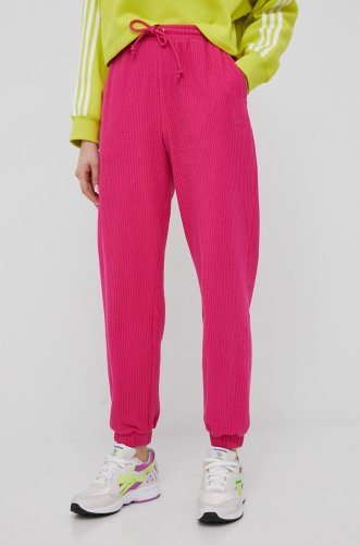 Adidas originals pantaloni trefoil moments femei, culoarea roz, neted