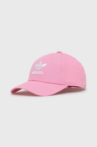 Adidas originals șapcă de baseball din bumbac culoarea roz, neted