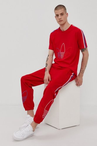 Adidas originals tricou bărbați, culoarea rosu, cu imprimeu