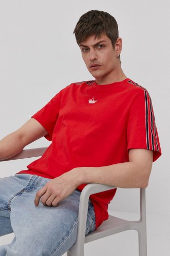 Adidas originals tricou bărbați, culoarea rosu, material neted