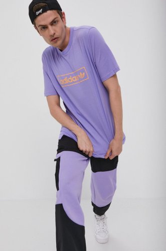 Adidas originals tricou bărbați, culoarea violet, cu imprimeu