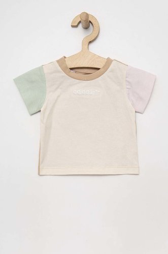 Adidas originals tricou de bumbac pentru copii culoarea bej, modelator