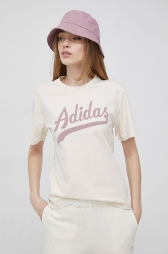 Adidas originals tricou din bumbac culoarea bej
