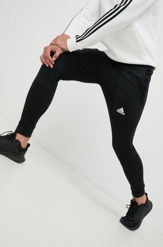 Adidas pantaloni barbati, culoarea negru, neted