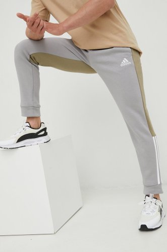 Adidas pantaloni de trening barbati, culoarea gri, modelator
