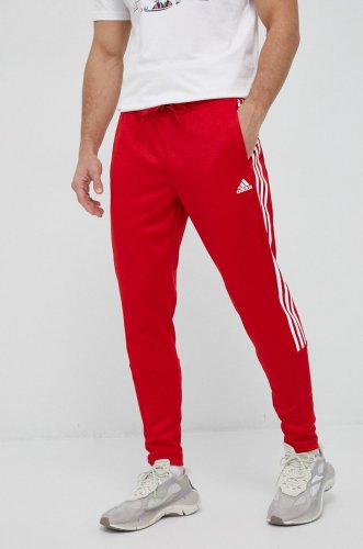 Adidas pantaloni de trening culoarea rosu, cu imprimeu