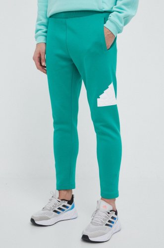 Adidas pantaloni de trening culoarea verde, cu imprimeu