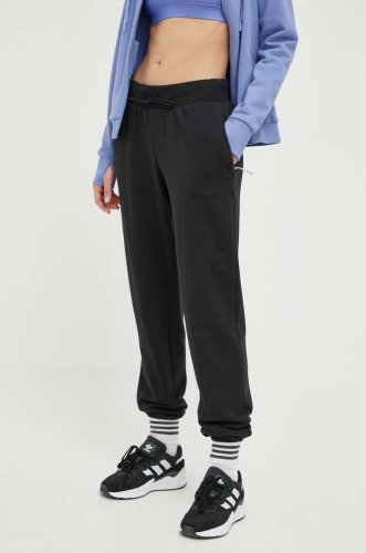 Adidas pantaloni de trening din bumbac culoarea negru, neted