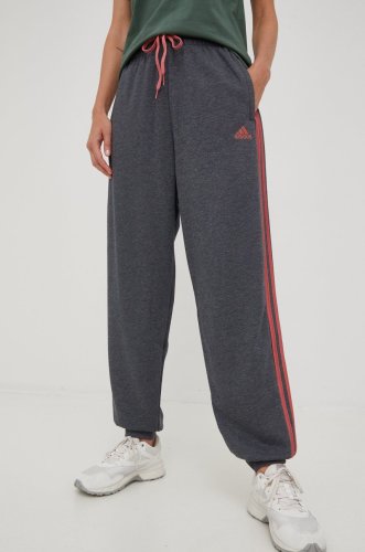 Adidas pantaloni de trening femei, culoarea gri, neted