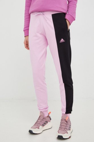 Adidas pantaloni de trening femei, culoarea roz, modelator