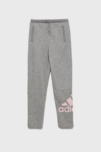 Adidas pantaloni de trening pentru copii culoarea gri, melanj