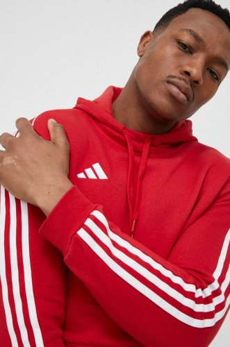 Adidas performance bluză trening tiro 23 culoarea rosu, cu glugă, cu imprimeu