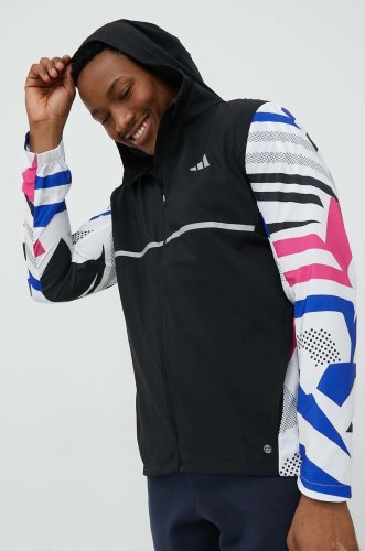 Adidas performance jachetă de alergare own the run seasonal culoarea negru, de tranzitie