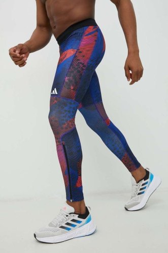 Adidas performance leggins de alergare saturday barbati, culoarea albastru marin, modelator
