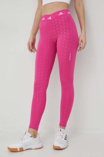 Adidas performance leggins de antrenament techfit brand love culoarea roz, modelator