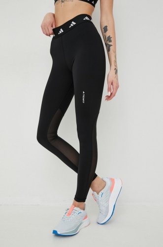 Adidas performance leggins de antrenament techfit femei, culoarea negru, neted