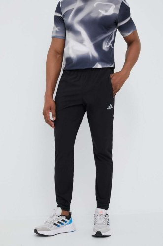 Adidas performance pantaloni de alergare culoarea negru, neted