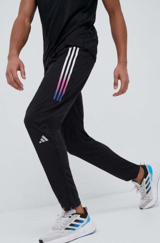 Adidas performance pantaloni de alergare run icons culoarea negru, cu imprimeu
