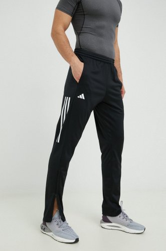 Adidas performance pantaloni de antrenament barbati, culoarea negru, cu imprimeu