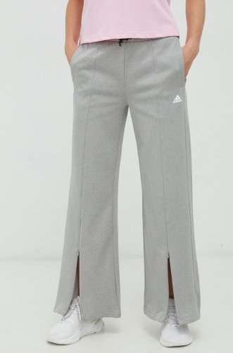 Adidas performance pantaloni de trening femei, culoarea gri, neted