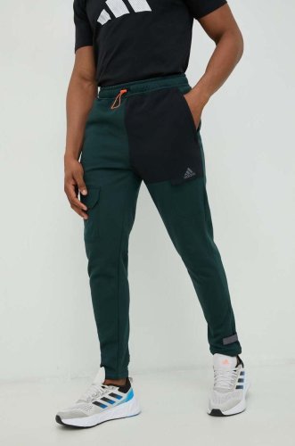 Adidas performance pantaloni de trening x-city barbati, culoarea verde, cu imprimeu