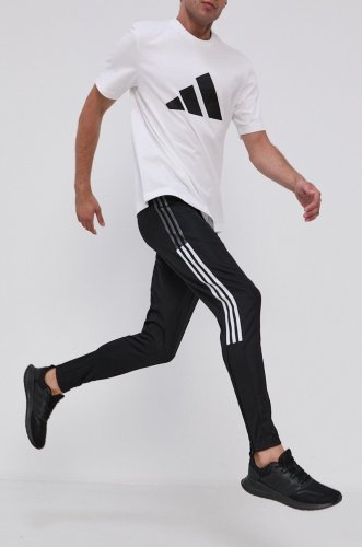 Adidas performance pantaloni gh7305 bărbați, culoarea negru, cu imprimeu