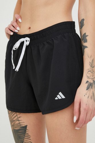 Adidas performance pantaloni scurți de alergare run it femei, culoarea negru, neted, medium waist