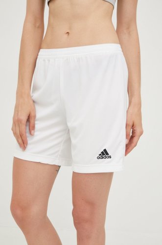 Adidas performance pantaloni scurți de antrenament entrada 22 femei, culoarea alb, neted, high waist