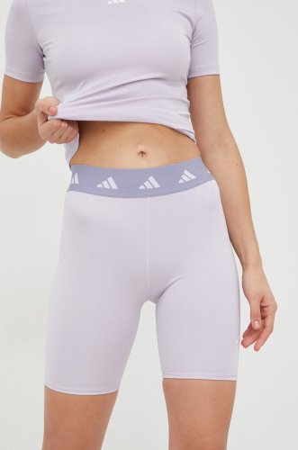 Adidas performance pantaloni scurți de antrenament femei, culoarea violet, neted, high waist