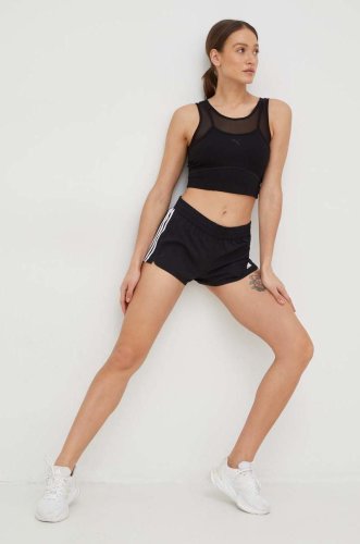 Adidas performance pantaloni scurți de antrenament pacer femei, culoarea negru, cu imprimeu, medium waist