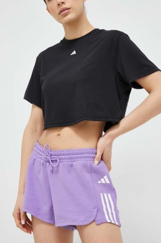 Adidas performance pantaloni scurți de antrenament train essentials culoarea violet, cu imprimeu, medium waist