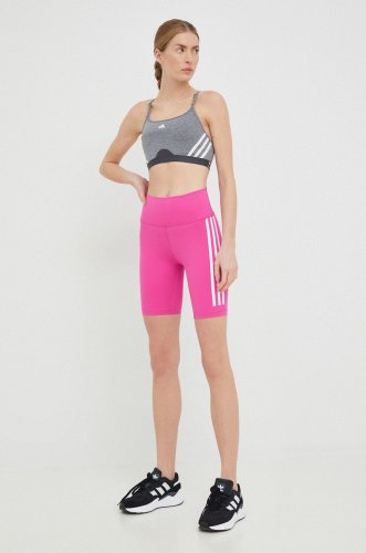 Adidas performance pantaloni scurți de antrenament training icons femei, culoarea roz, cu imprimeu, high waist