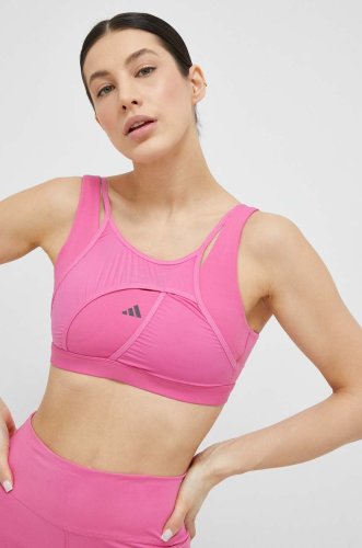 Adidas performance sutien sport powerimpact luxe culoarea roz, neted