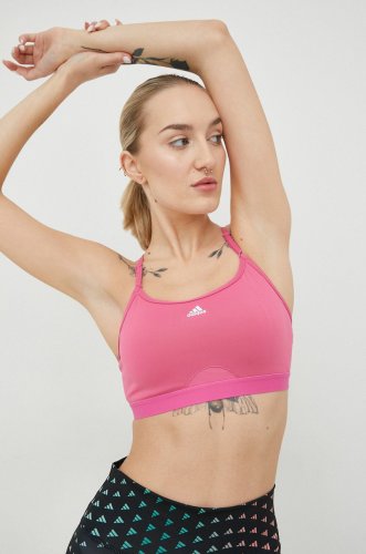 Adidas performance sutien yoga aeroreact culoarea roz, neted