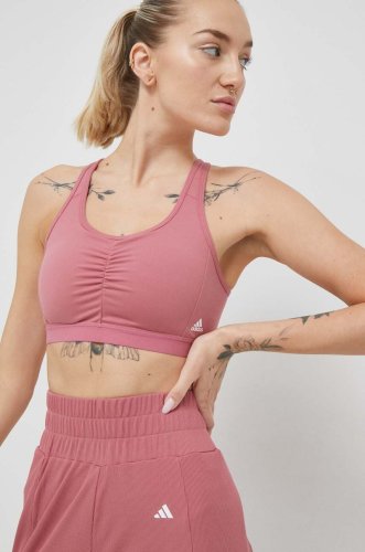 Adidas performance sutien yoga coreessentials culoarea roz, neted