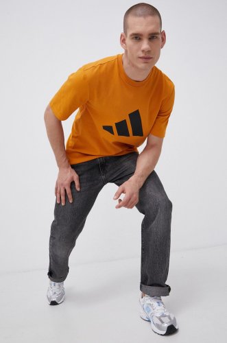 Adidas performance tricou bărbați, culoarea portocaliu, cu imprimeu