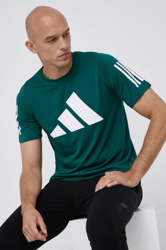 Adidas performance tricou bărbați, culoarea verde, cu imprimeu