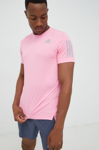 Adidas performance tricou de alergare own the run , culoarea roz, neted