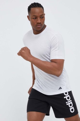 Adidas performance tricou de antrenament base culoarea alb, neted
