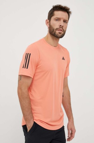 Adidas performance tricou de antrenament club 3-stripes culoarea portocaliu, cu imprimeu