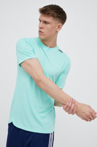 Adidas performance tricou de antrenament designed 4 training culoarea turcoaz, neted