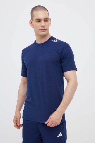 Adidas performance tricou de antrenament designed for training culoarea albastru marin, neted