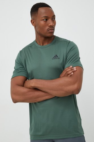 Adidas performance tricou de antrenament designed to move , culoarea verde, neted