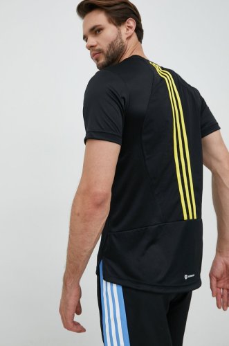 Adidas performance tricou de antrenament hiit 3-stripes culoarea negru, cu imprimeu