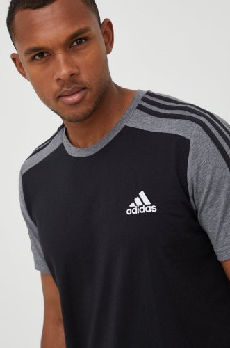 Adidas tricou barbati, culoarea negru, neted