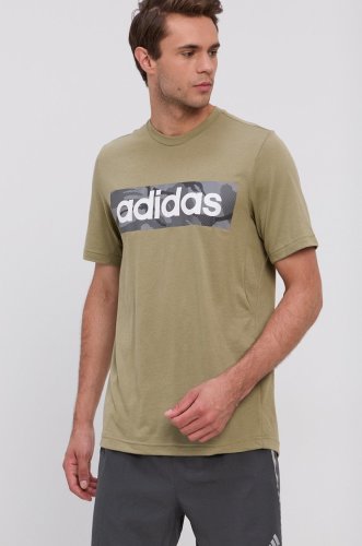 Adidas tricou bărbați, culoarea verde, cu imprimeu