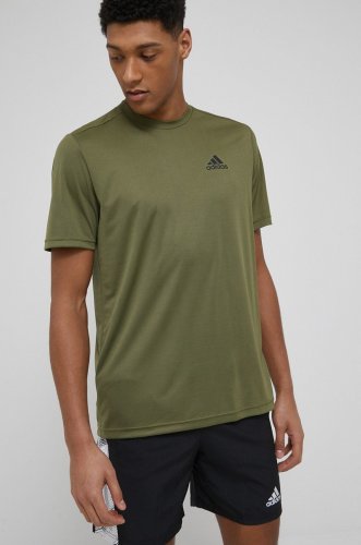 Adidas tricou de antrenament culoarea verde, neted
